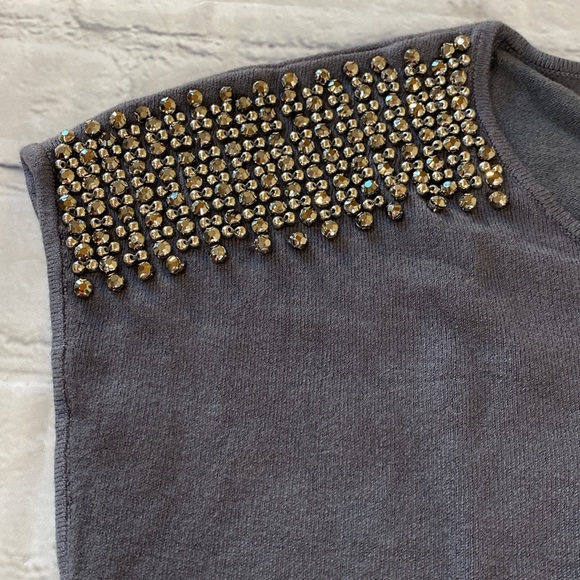 Zara Gray Studded Shoulder Top - Picture 6 of 13